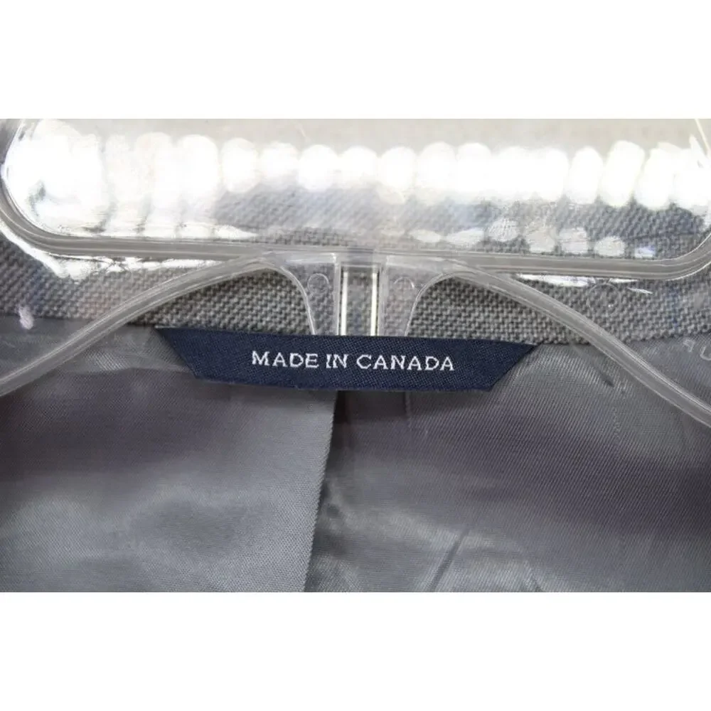 Ralph Lauren Blazer Mens 46R Gray Blue Windowpane plaid Silk Wool Office Stylish